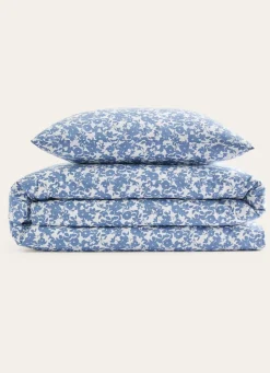 Sale Bouchara HOUSSE DE COUETTE FLEURIE EN COTON BCI Bleu GRISE