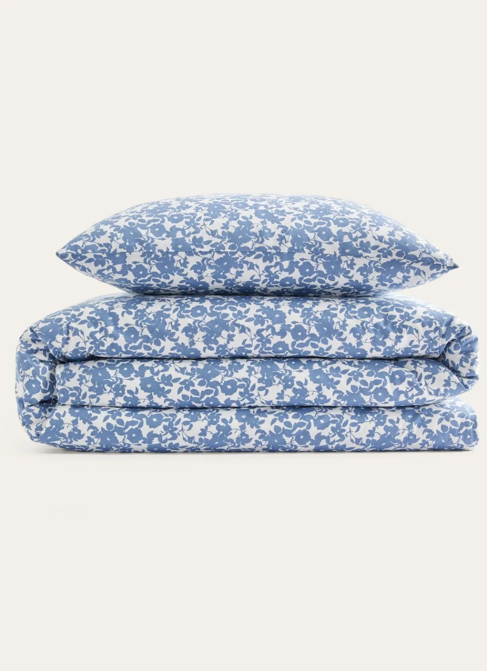 Sale Bouchara HOUSSE DE COUETTE FLEURIE EN COTON BCI Bleu GRISE