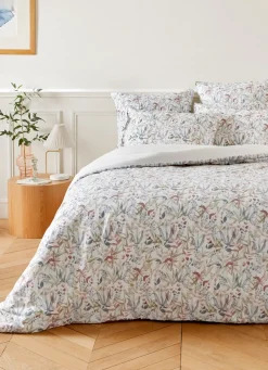 Best Bouchara HOUSSE DE COUETTE IMPRIMÉE FLEURI EN COTON LAVÉ LILAS