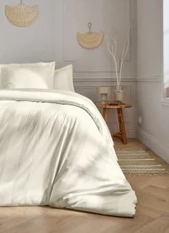 Discount Bouchara HOUSSE DE COUETTE RAYÉE EN SATIN DE COTON IVOIRE