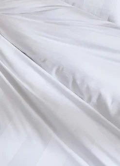 Clearance Bouchara HOUSSE DE COUETTE RAYÉE EN SATIN DE COTON BLANC