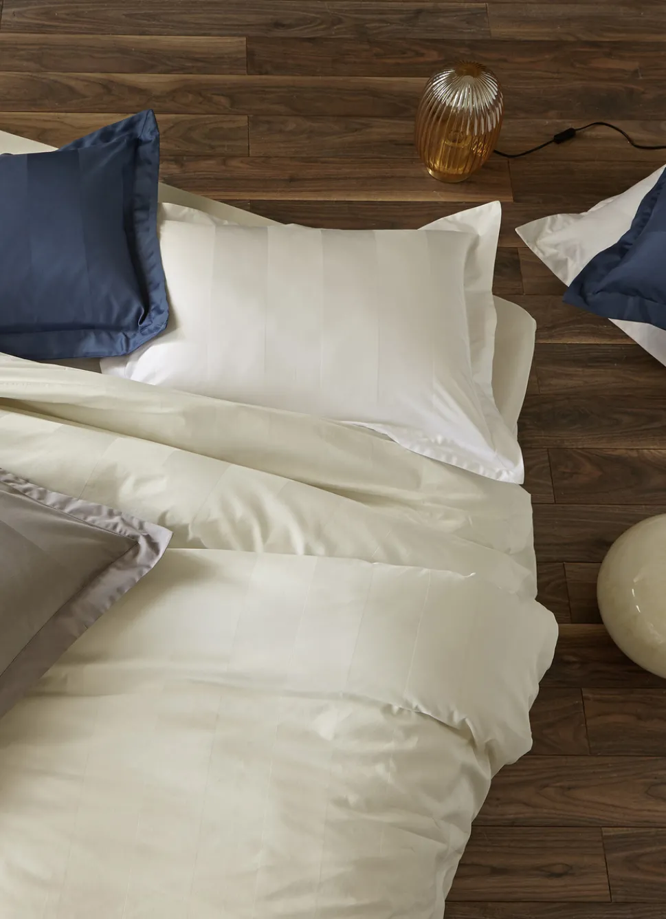 New Bouchara HOUSSE DE COUETTE RAYÉE EN SATIN DE COTON GRIS FONCE