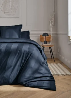Outlet Bouchara HOUSSE DE COUETTE RAYÉE EN SATIN DE COTON MARINE