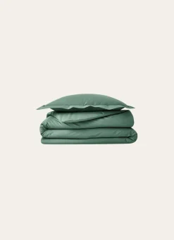 Online Bouchara HOUSSE DE COUETTE UNIE EN PERCALE DE COTON VERT DE GRIS