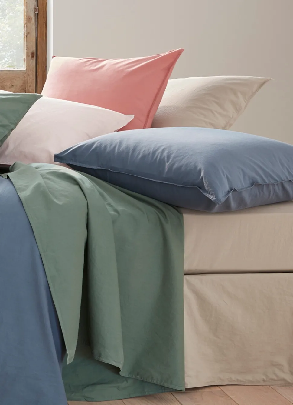 Outlet Bouchara HOUSSE DE COUETTE UNIE EN COTON LAVÉ BIO ROSE