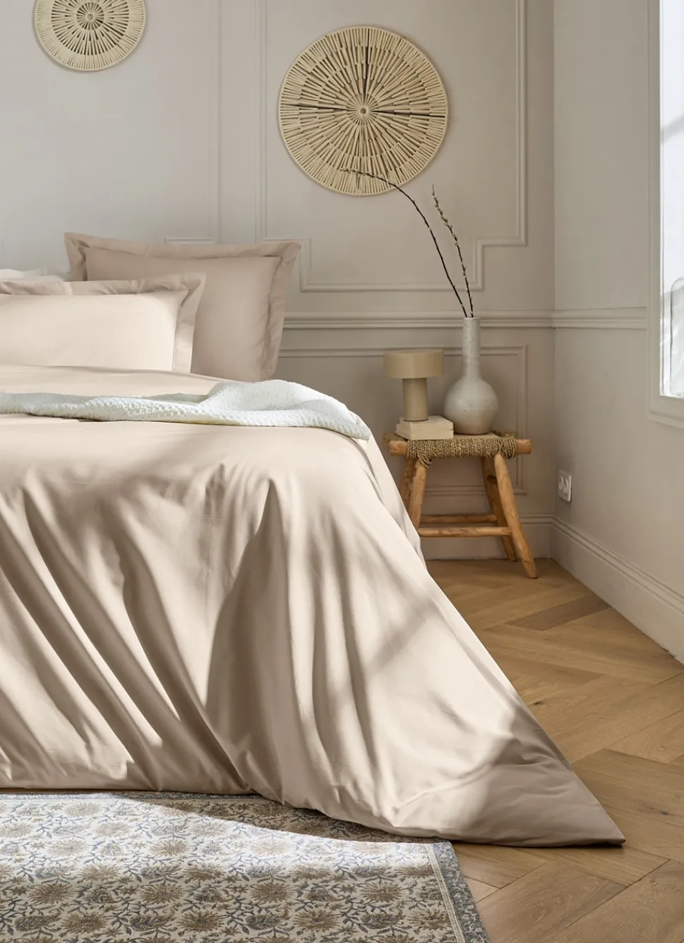 Discount Bouchara HOUSSE DE COUETTE UNIE EN PERCALE DE COTON SABLE