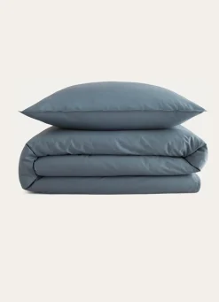 Sale Bouchara HOUSSE DE COUETTE UNIE EN COTON LAVÉ BIO GRIS BLEU