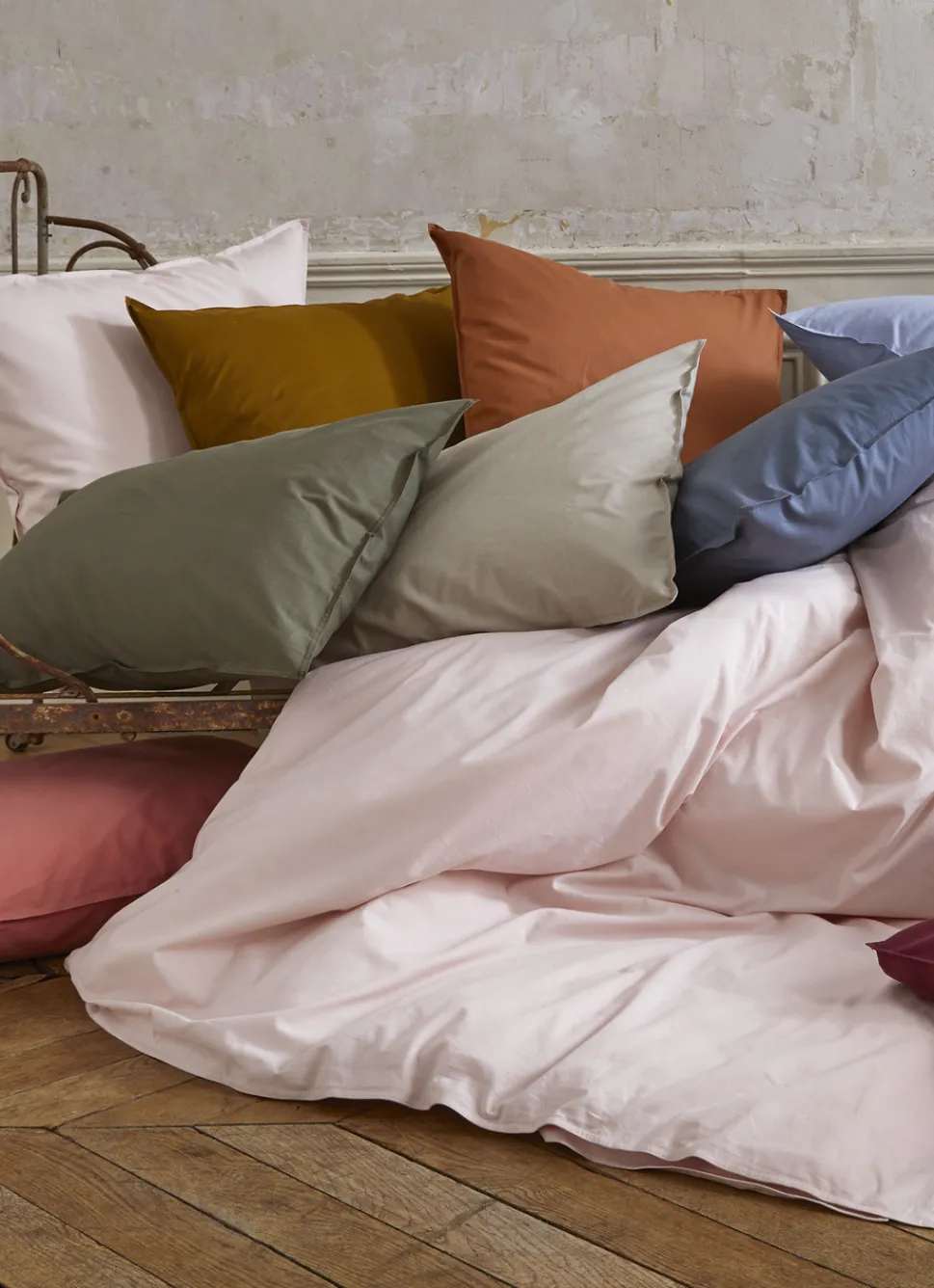 Sale Bouchara HOUSSE DE COUETTE UNIE EN COTON LAVÉ BIO GRIS BLEU