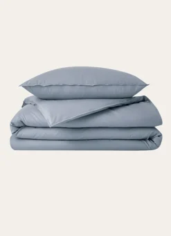 New Bouchara HOUSSE DE COUETTE UNIE EN COTON LAVÉ BIO BLEU