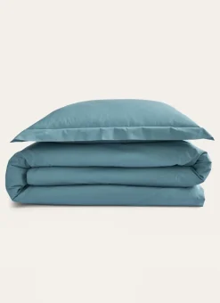 Online Bouchara HOUSSE DE COUETTE UNIE EN PERCALE DE COTON BLEU MINÉRAL
