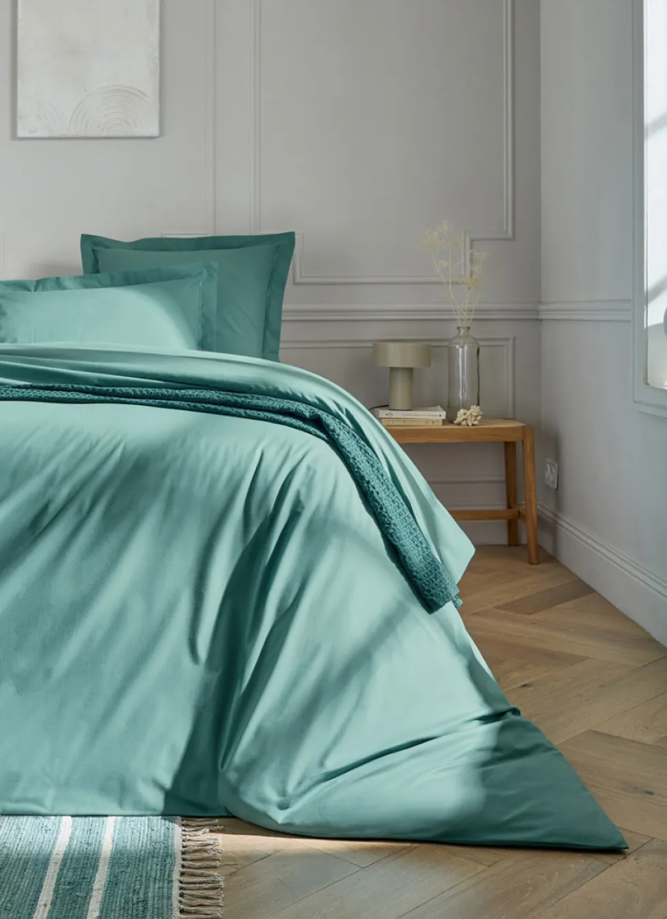 Online Bouchara HOUSSE DE COUETTE UNIE EN PERCALE DE COTON BLEU MINÉRAL