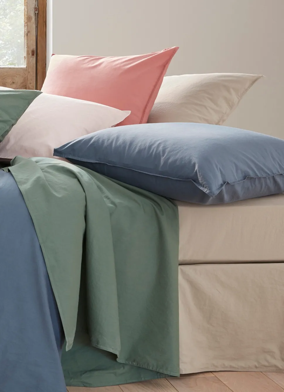 Sale Bouchara HOUSSE DE COUETTE UNIE EN COTON LAVÉ BIO ROSE PÂLE