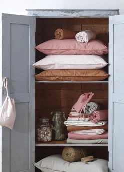 Sale Bouchara HOUSSE DE COUETTE UNIE EN COTON LAVÉ BIO ROSE PÂLE