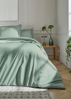 Best Bouchara HOUSSE DE COUETTE UNIE EN PERCALE DE COTON VERT DE GRIS
