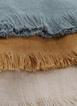 New Bouchara HOUSSE DE COUSSIN À FRANGES COTON ET LIN JAUNE