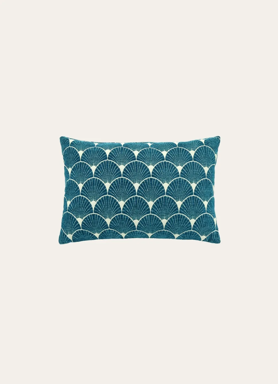 New Bouchara HOUSSE DE COUSSIN MOTIF PALME ART DÉCO BLEU CANARD