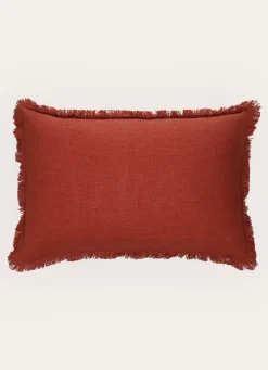 Hot Bouchara HOUSSE DE COUSSIN TEXTURÉE À MINI FRANGE BRIQUE