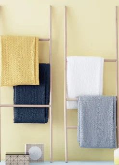 Best Bouchara JETÉ DE LIT EN COTON LAVÉ NID D'ABEILLE BLANC