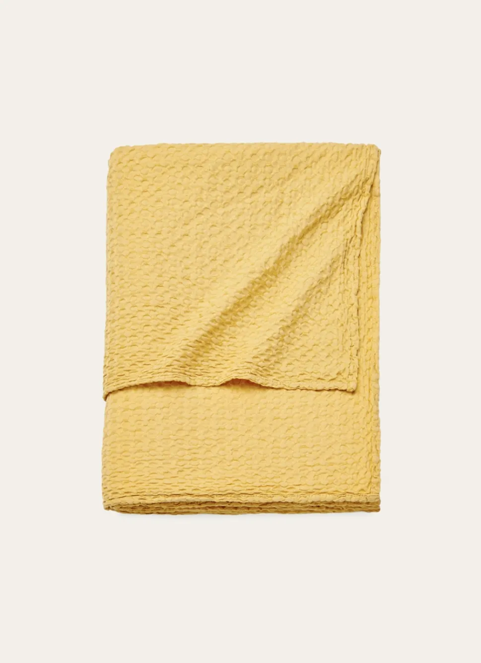 Best Bouchara JETÉ DE LIT EN COTON LAVÉ NID D'ABEILLE MOUTARDE