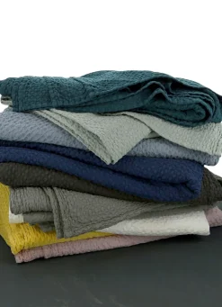 Best Bouchara JETÉ DE LIT EN COTON LAVÉ NID D'ABEILLE MOUTARDE