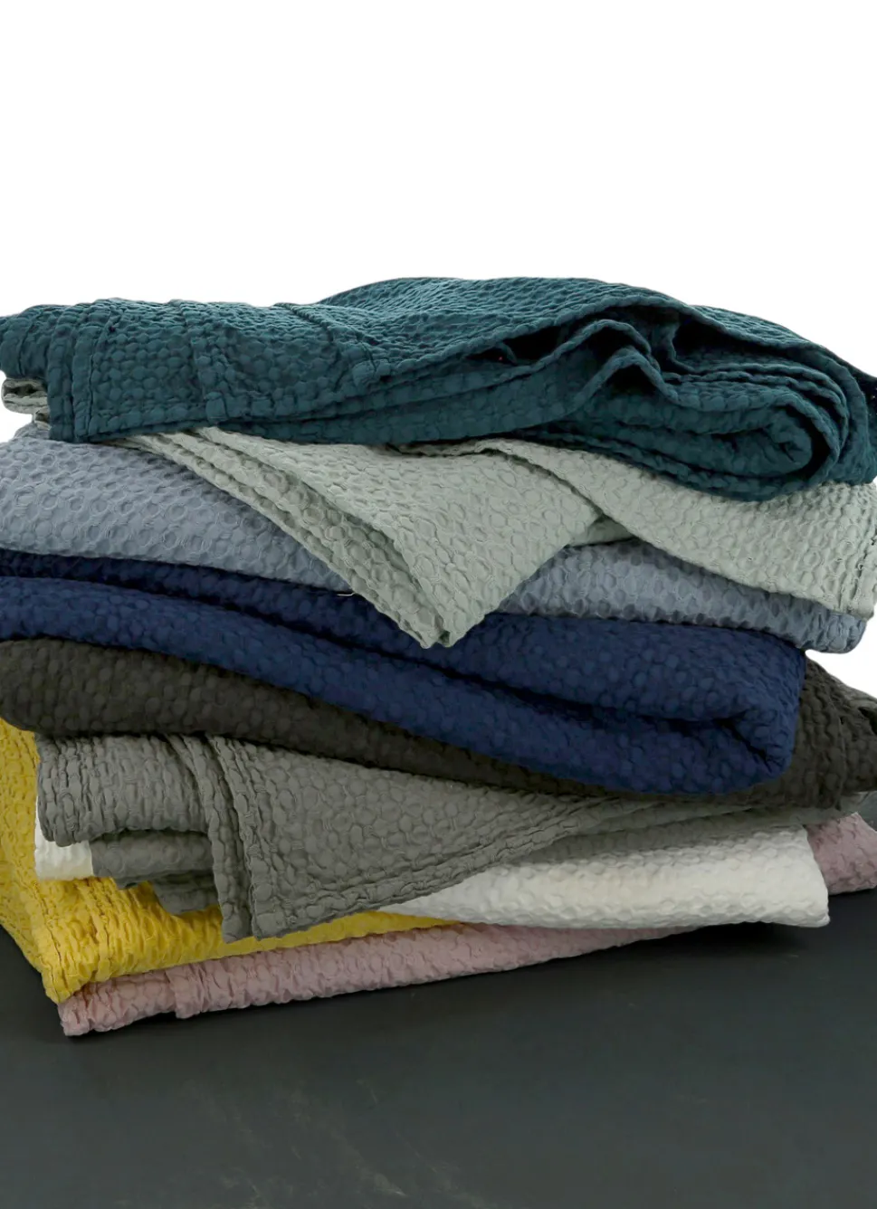 Best Bouchara JETÉ DE LIT EN COTON LAVÉ NID D'ABEILLE MOUTARDE