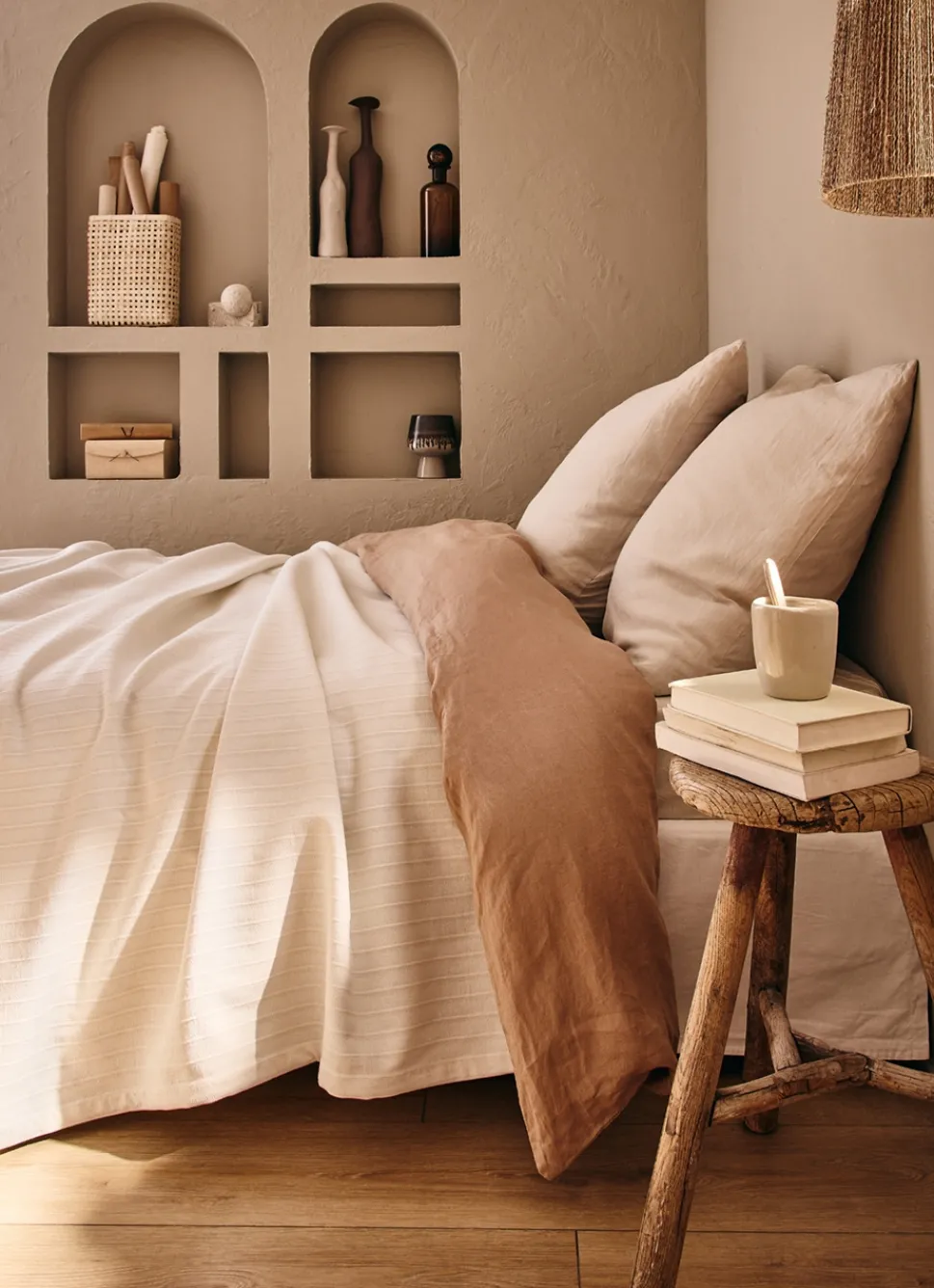 Discount Bouchara JETÉ DE LIT JACQUARD À RAYURES ECRU