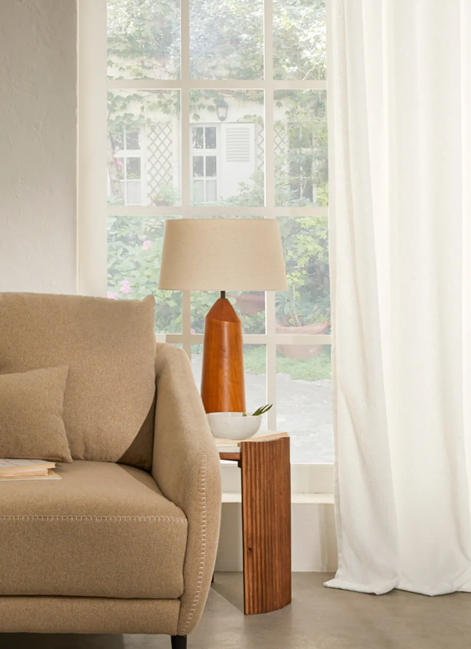 Online Bouchara LAMPE À POSER BURO BOIS MARRON/ÉCRU