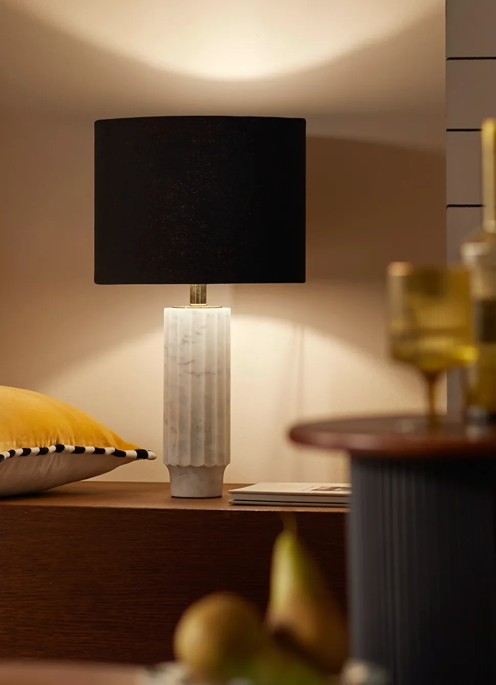 Sale Bouchara LAMPE À POSER EN MARBRE ET LIN MARBRE/NOIR