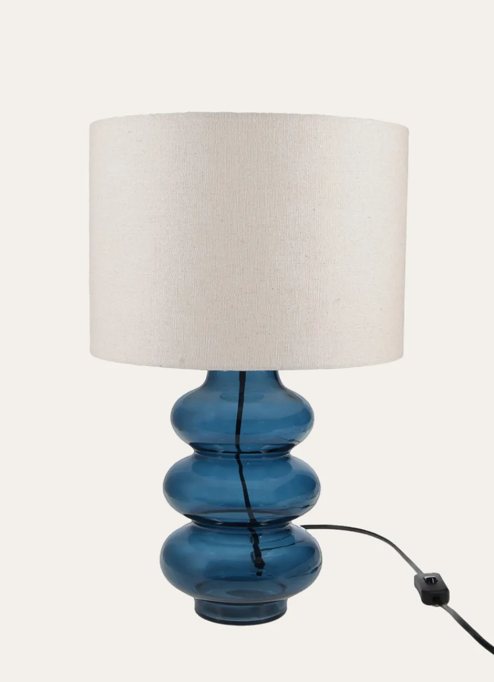 Bouchara LAMPE AVEC PIED EN VERRE TRANSPARENT COLORÉ BLEU