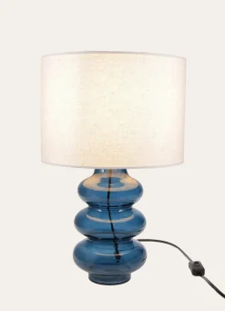 Bouchara LAMPE AVEC PIED EN VERRE TRANSPARENT COLORÉ BLEU