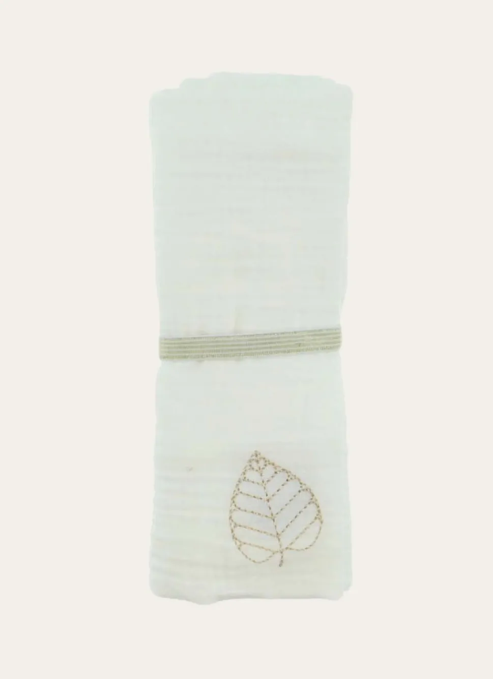 Clearance Bouchara LANGE UNI EN GAZE DE COTON BRODERIE FEUILLE LAIT