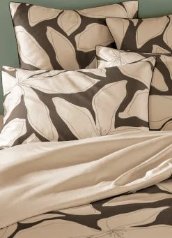 Discount Bouchara LOT 2 TAIES D'OREILLER EN SATIN DE COTON À FLEURS GRIS FONCÉ