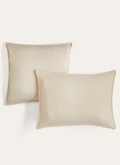 Clearance Bouchara LOT DE 2 TAIES D'OREILLER DOUBLE GAZE DE COTON SABLE