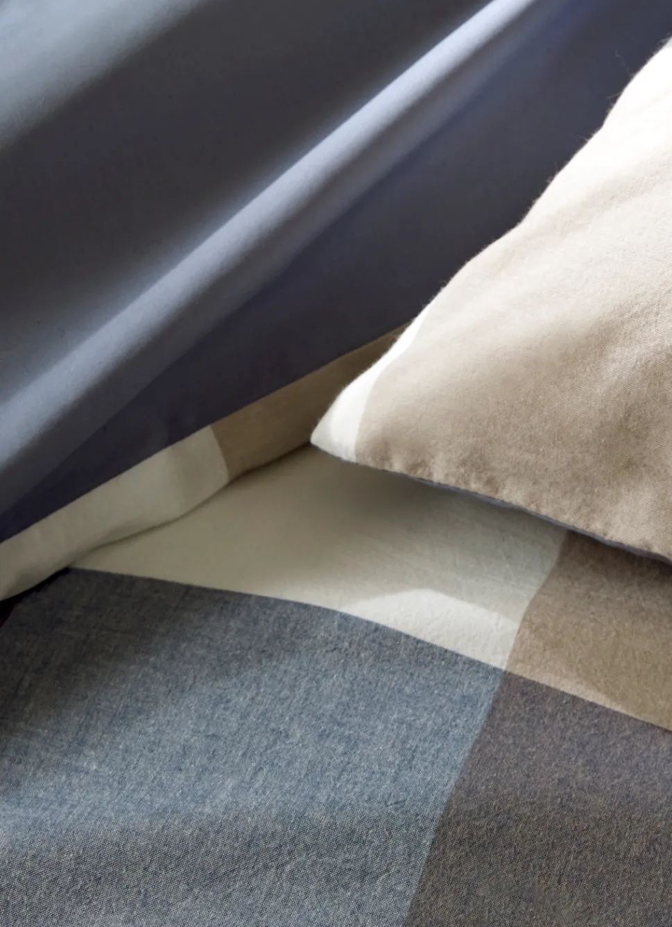 Online Bouchara LOT DE 2 TAIES D'OREILLER EN COTON GRANDS CARREAUX BLEU