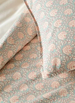 Clearance Bouchara LOT DE 2 TAIES D’OREILLER EN COTON LAVÉ À FLEURS VERT CELADON