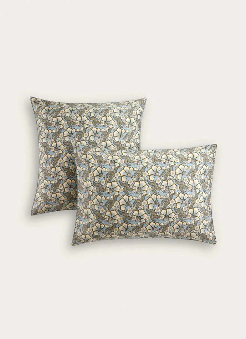 Sale Bouchara LOT DE 2 TAIES EN SATIN IMPRIMÉ FLORAL SOLENE BLEU