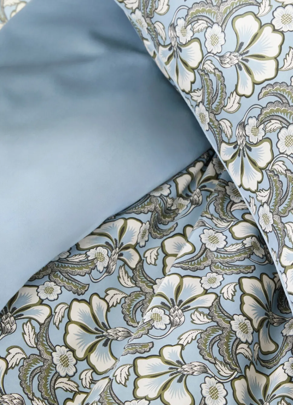 Sale Bouchara LOT DE 2 TAIES EN SATIN IMPRIMÉ FLORAL SOLENE BLEU