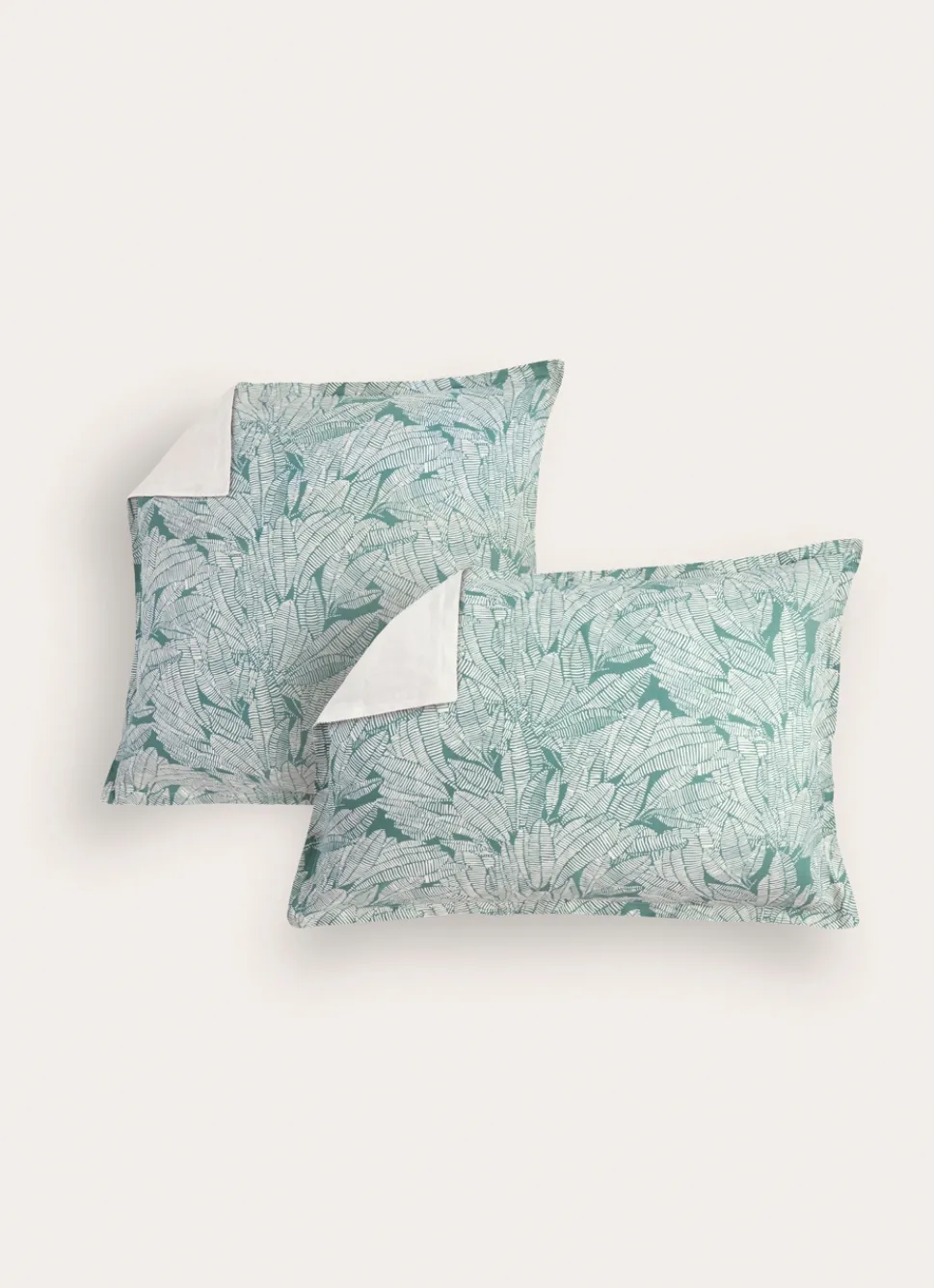 Discount Bouchara LOT DE 2 TAIES IMPRIMÉES FEUILLES EXOTIQUES LAGON