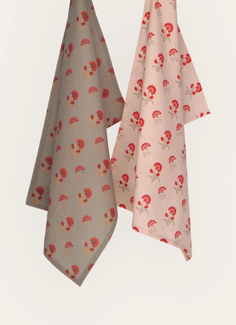 Bouchara LOT DE 2 TORCHONS EN COTON IMPRIMÉS MOTIF FLEURS MULTICOLORE