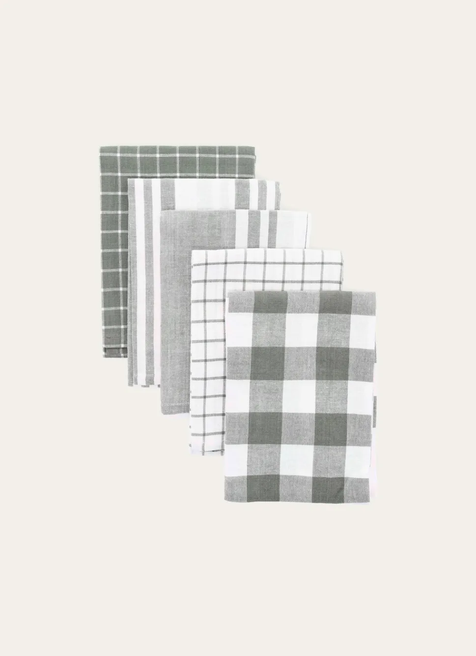 Hot Bouchara LOT DE 5 TORCHONS EN COTON VERT SAUGE