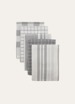 Online Bouchara LOT DE 5 TORCHONS EN COTON GRIS CLAIR
