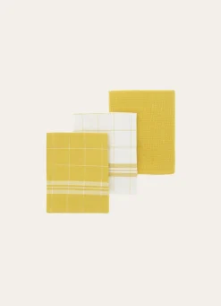 Bouchara LOT DE 3 TORCHONS EN COTON MIEL