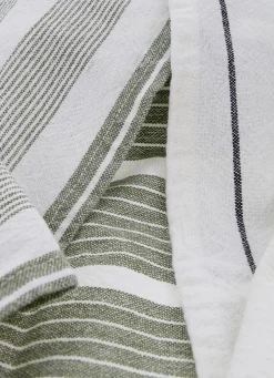 Hot Bouchara LOT DE 3 TORCHONS EN COTON À RAYURES KAKI