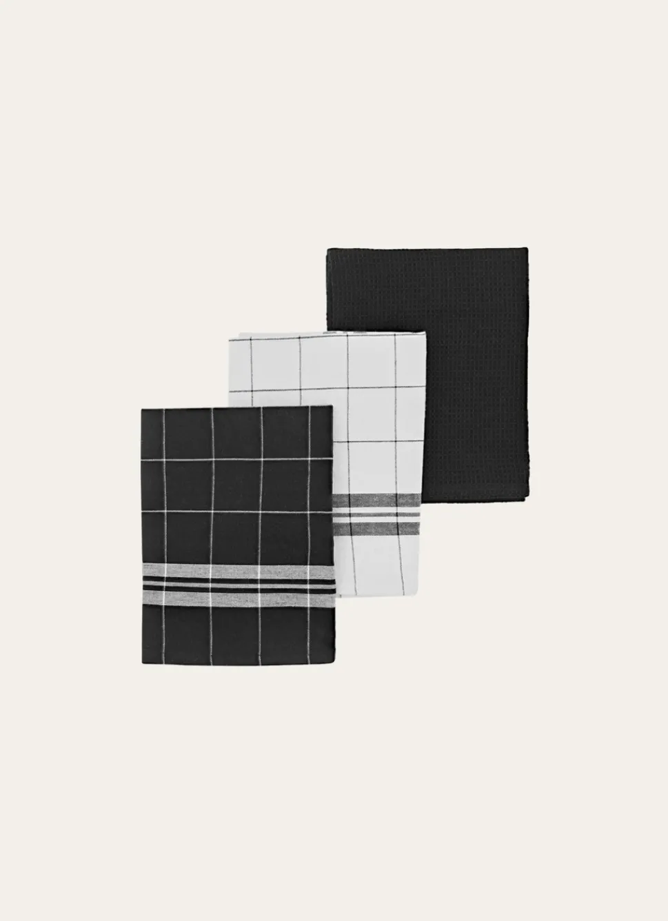 Clearance Bouchara LOT DE 3 TORCHONS EN COTON Noir