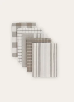 Bouchara LOT DE 5 TORCHONS EN COTON BEIGE