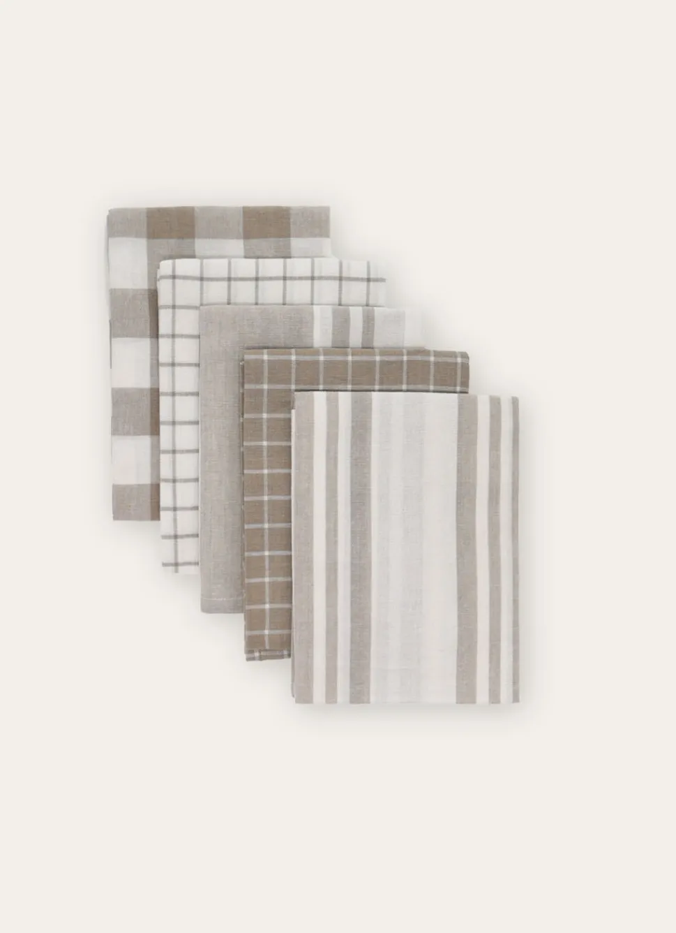 Bouchara LOT DE 5 TORCHONS EN COTON BEIGE