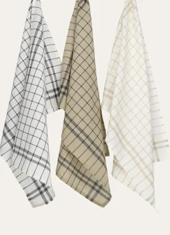Discount Bouchara LOT DE 3 TORCHONS RAYÉS ÉCAR BEIGE / GRIS ANTHRACITE