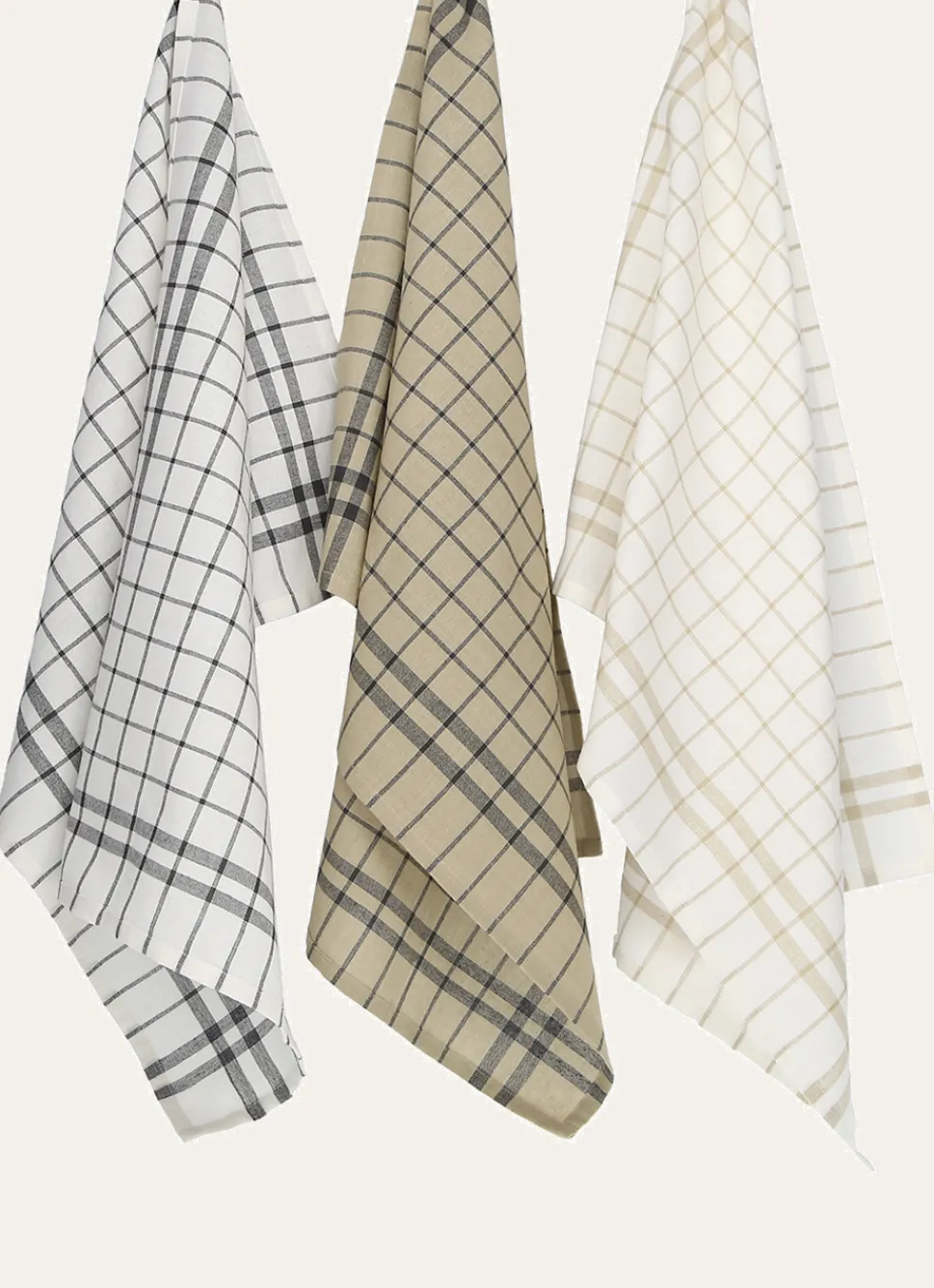 Discount Bouchara LOT DE 3 TORCHONS RAYÉS ÉCAR BEIGE / GRIS ANTHRACITE