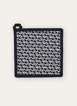 Discount Bouchara MANIQUE DE CUISINE EN COTON IMPRIMÉ BLANC/MARINE