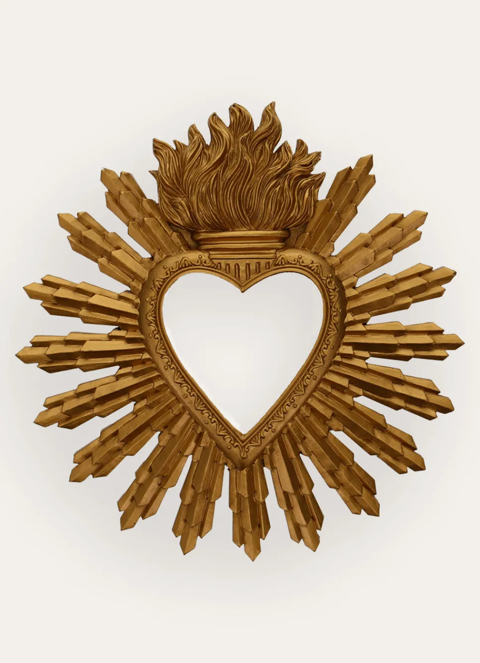 New Bouchara MIROIR COEUR SOLEIL DORÉ